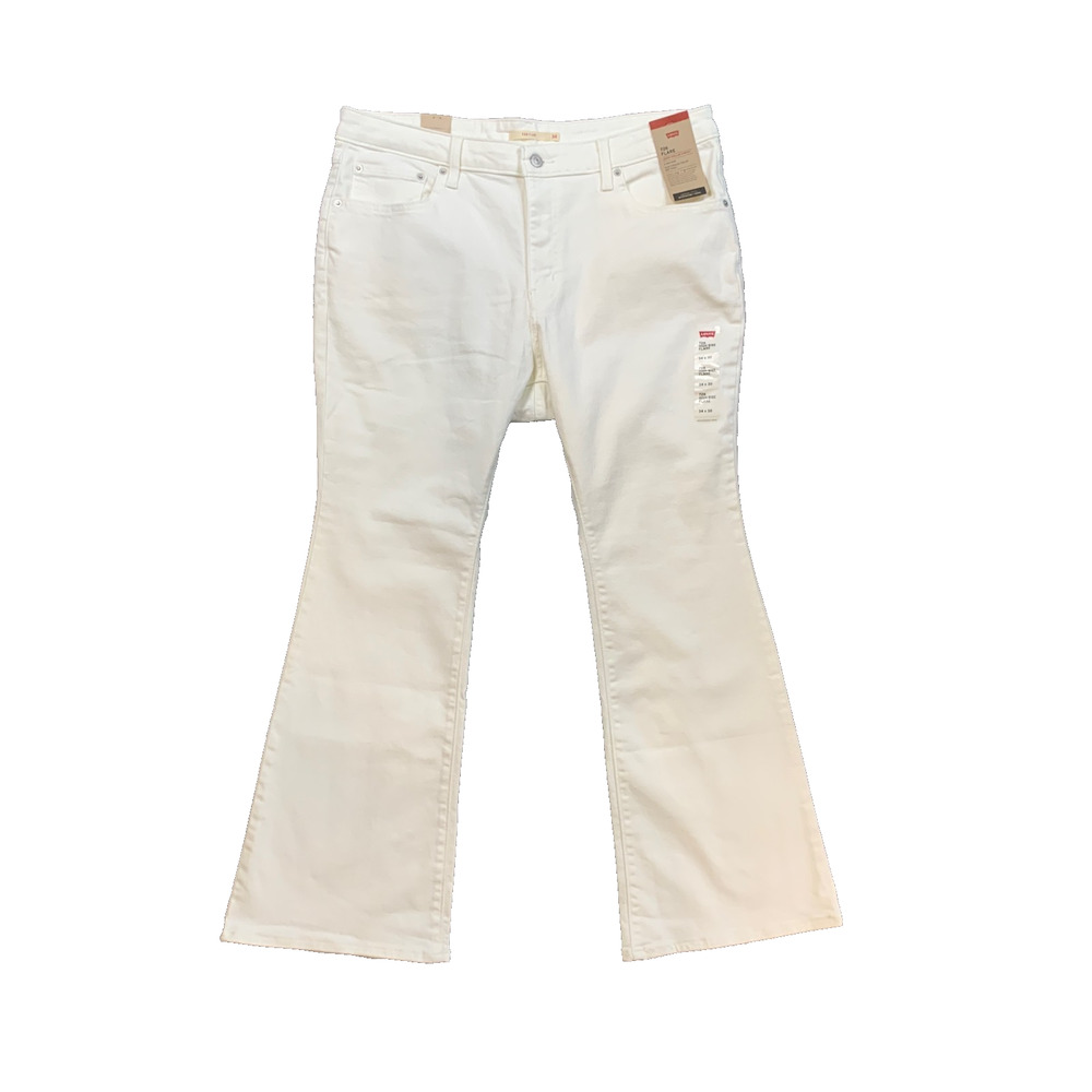 Levis Jeans Womens 34 White Denim 726 Flare High Rise Bootcut Stretch Pocket